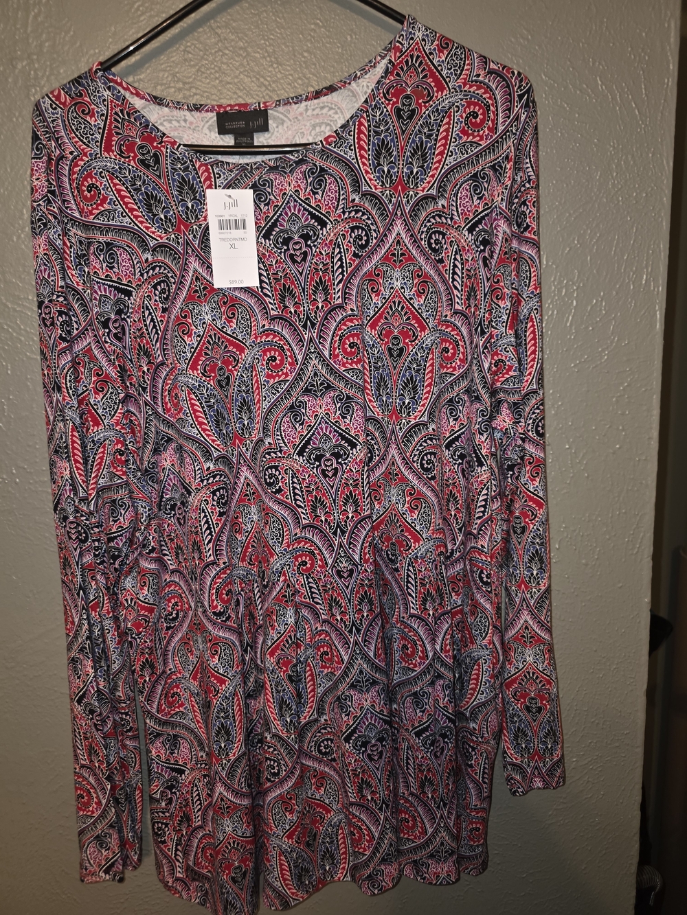 J. Jill Wearever Paisley Pleated Peplum Tunic Top XL NWT